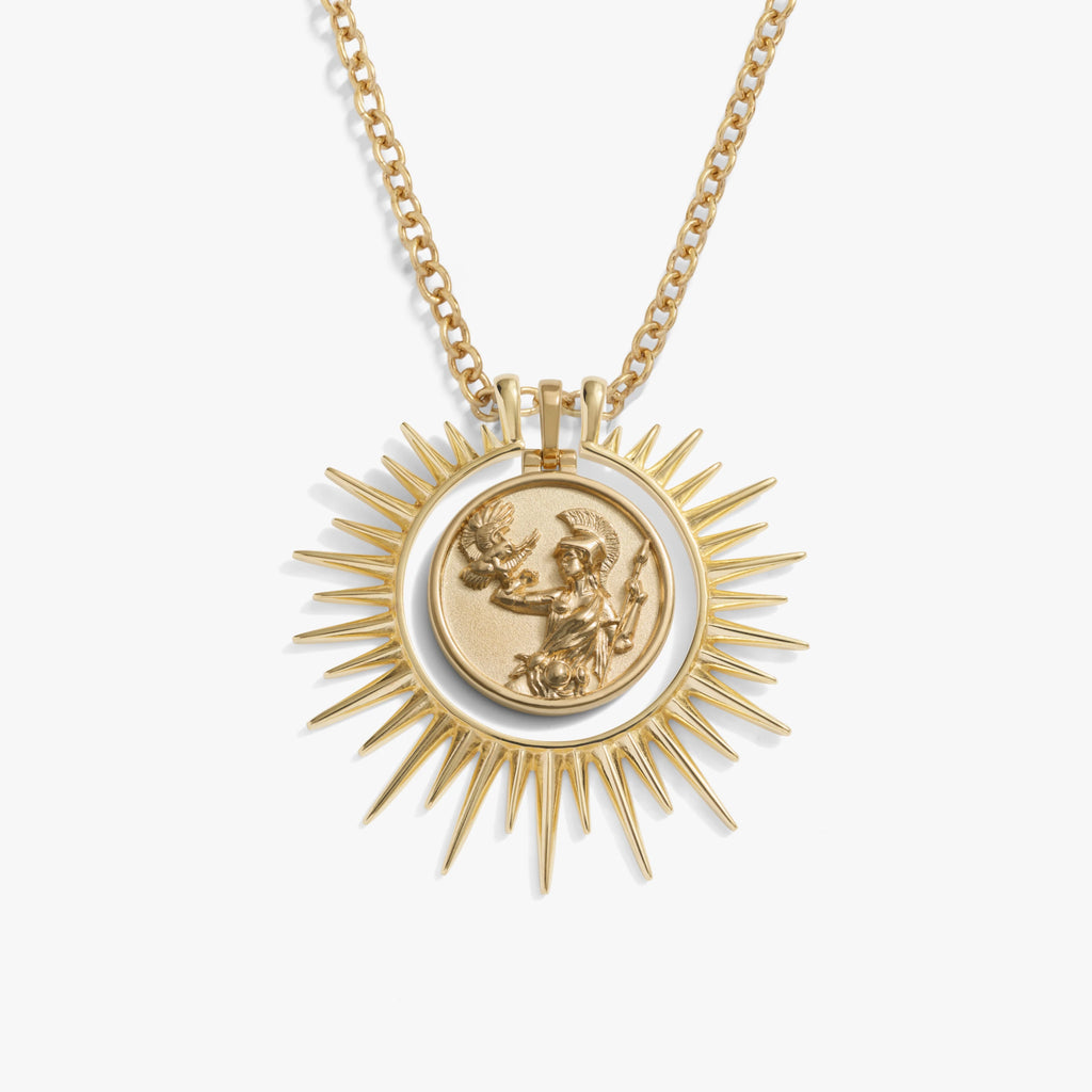 Awe Inspired Necklaces 14K Gold Vermeil / Athena Cosmic Rays Halo Goddess Necklace