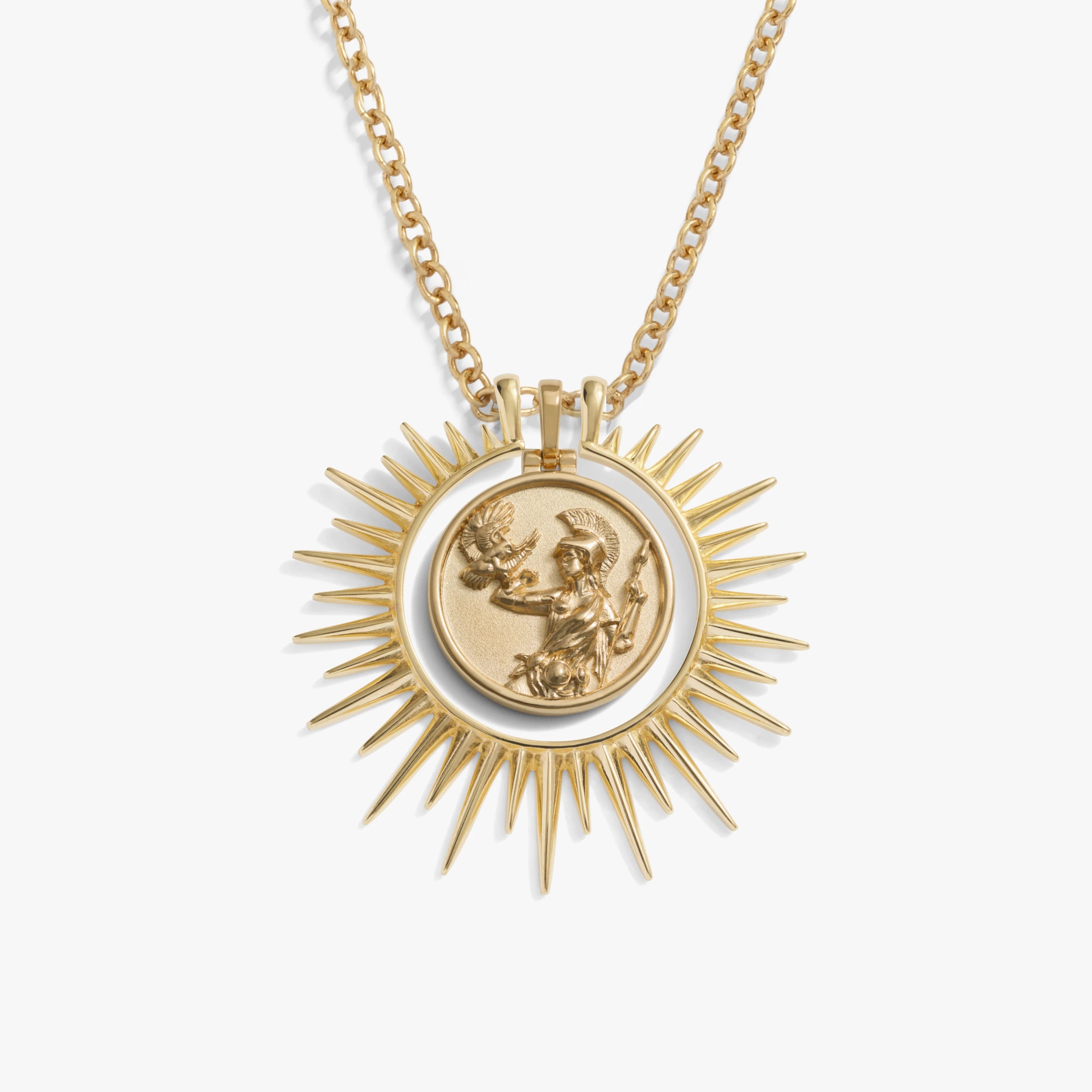 Awe Inspired Necklaces 14K Gold Vermeil / Athena Cosmic Rays Halo Goddess Necklace