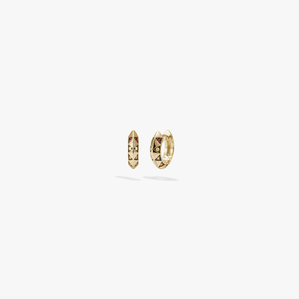 Awe Inspired Earrings 14K Gold Vermeil / Red Garnet / Pair Aura Gemstone Huggies