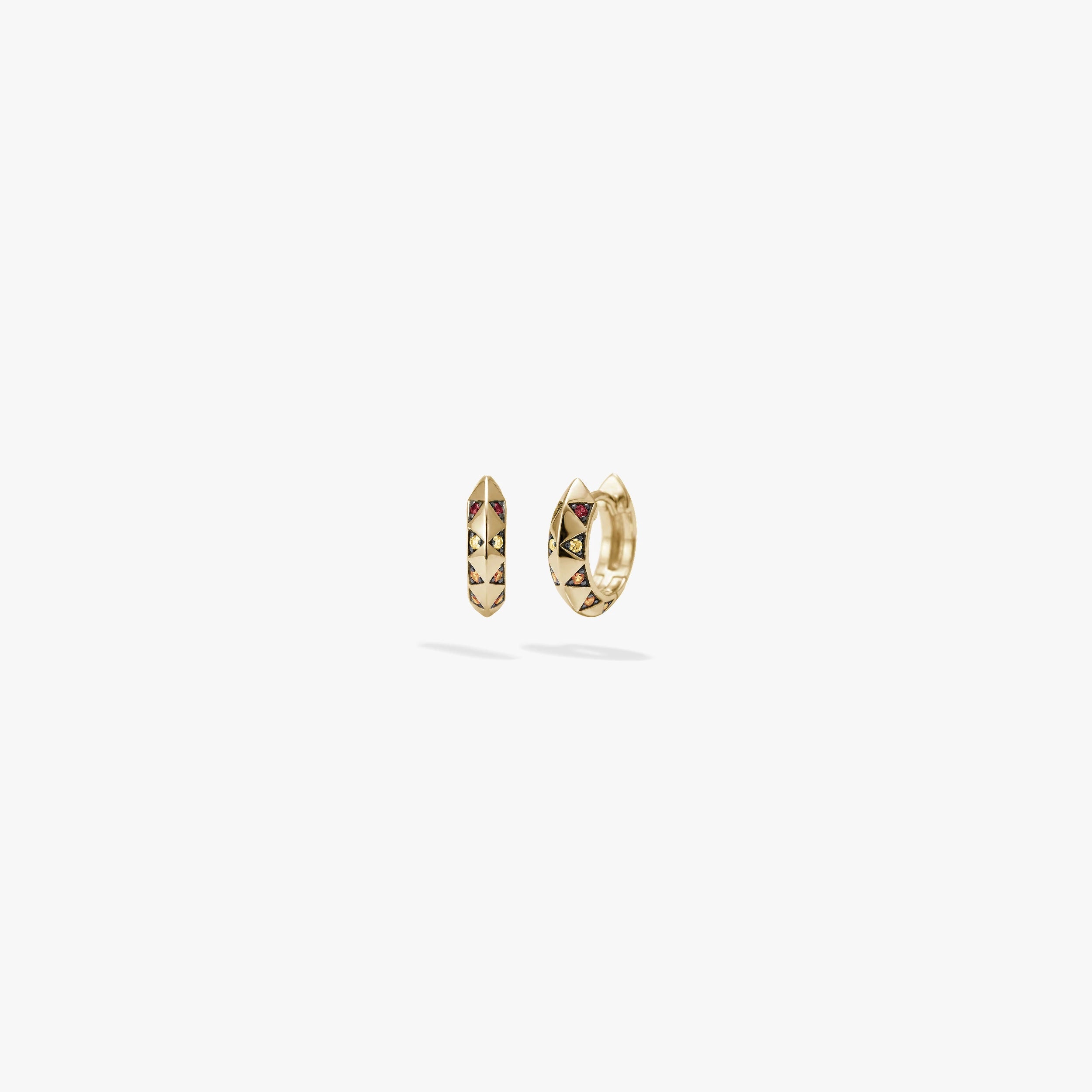 Awe Inspired Earrings 14K Gold Vermeil / Red Garnet / Pair Aura Gemstone Huggies