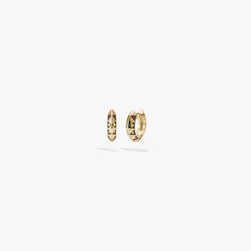 Awe Inspired Earrings 14K Gold Vermeil / Red Garnet / Pair Aura Gemstone Huggies