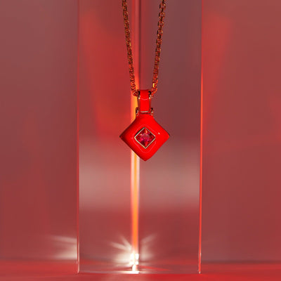 Red Aura amulet with ruby gemstone in gold vermeil
