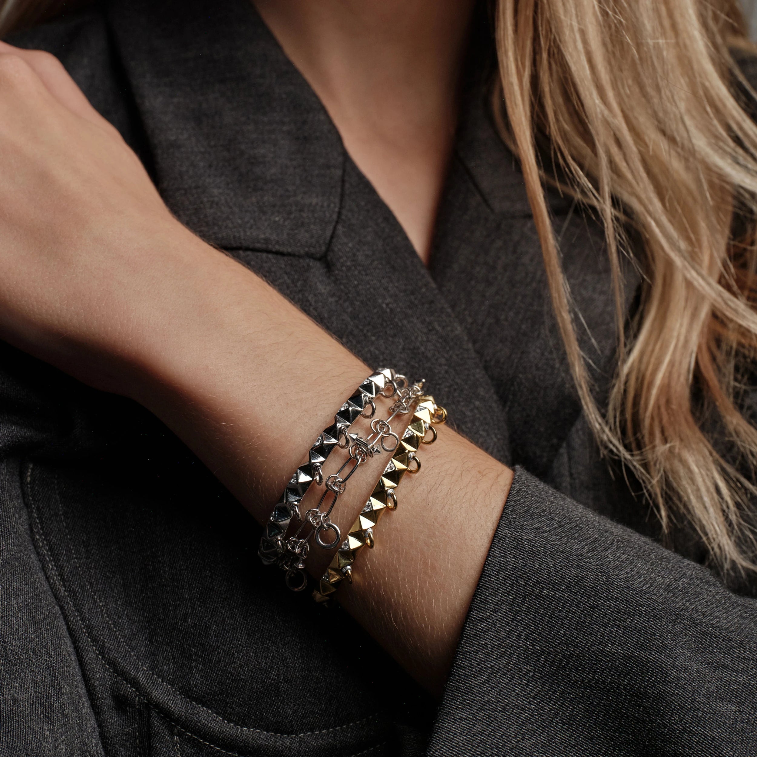 Awe Inspired Bracelets Sapphire Armor Hinge Cuff