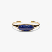 Awe Inspired Bracelets 14K Gold Vermeil / Large / Blue Lapis Gemstone Cabochon Stacking Cuff