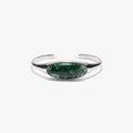Awe Inspired Bracelets 925 Sterling Silver / Large / Moss Green Agate Gemstone Cabochon Stacking Cuff