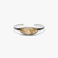 Awe Inspired Bracelets 925 Sterling Silver / Large / Rutilated Quartz - Gold Gemstone Cabochon Stacking Cuff