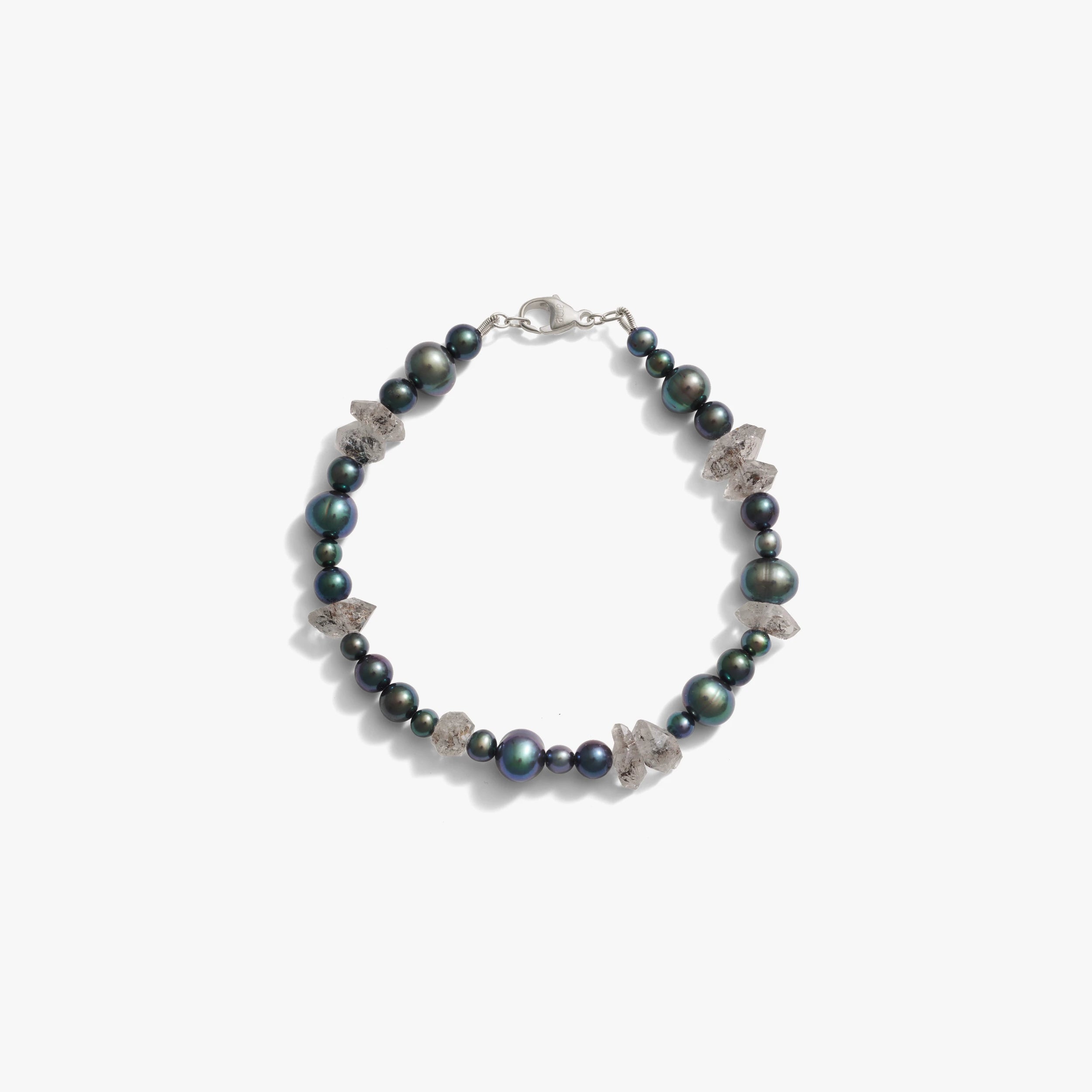 Awe Inspired Bracelets Freshwater Pearl Peacock / 7.25'' Pearl & Raw Crystal Bracelet