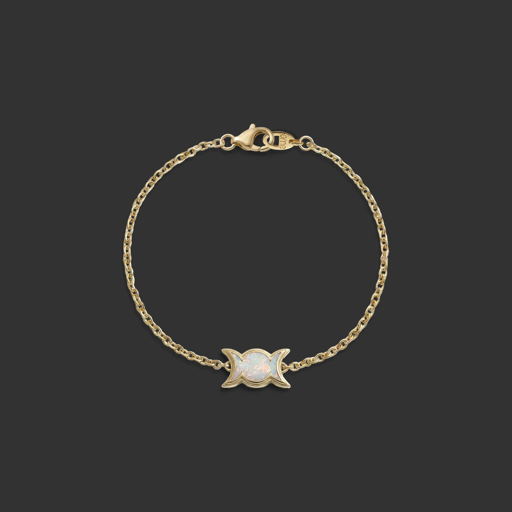 Awe Inspired Bracelets 14K Yellow Gold / 6.75'' Opal Triple Moon Motif Bracelet