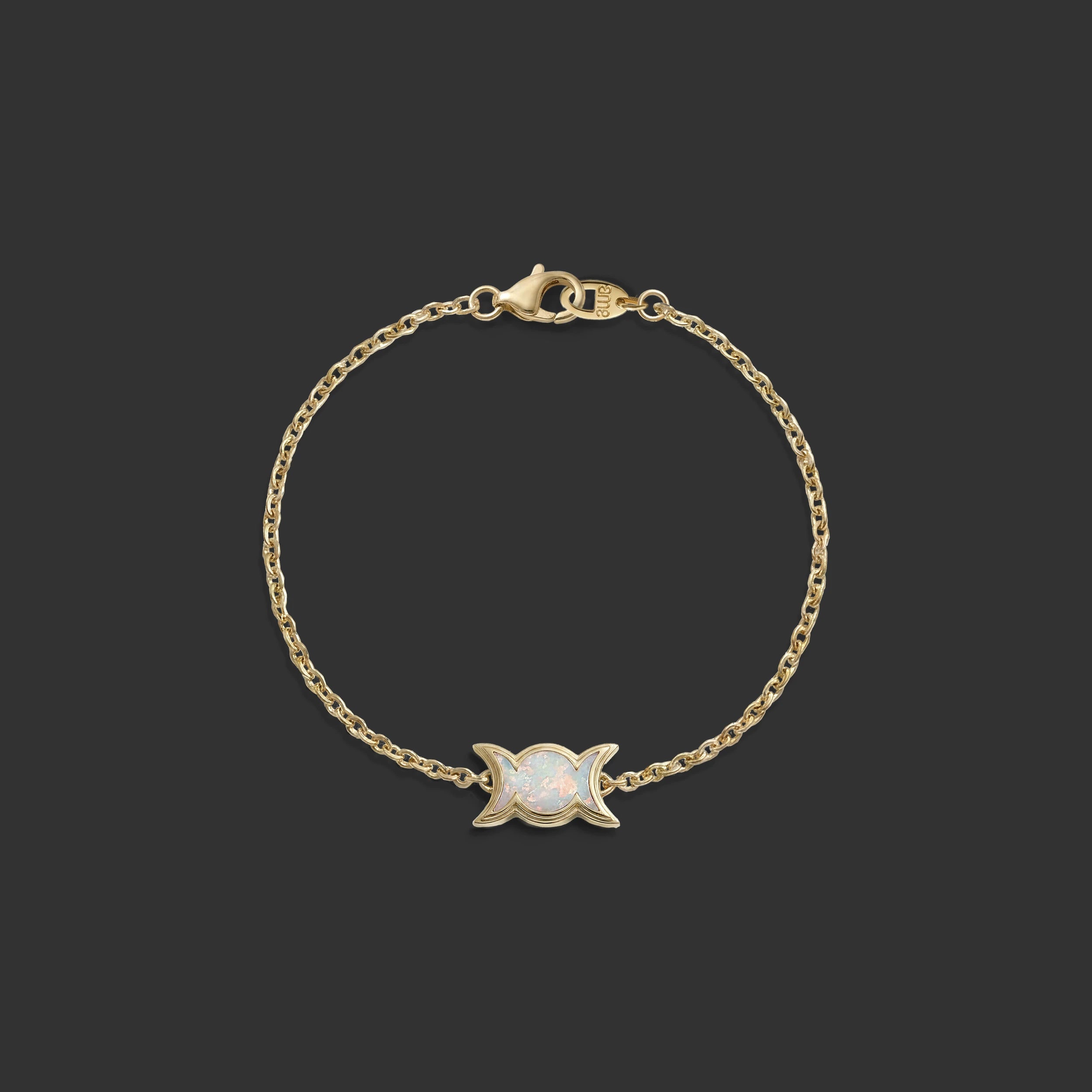 Awe Inspired Bracelets 14K Yellow Gold / 6.75'' Opal Triple Moon Motif Bracelet