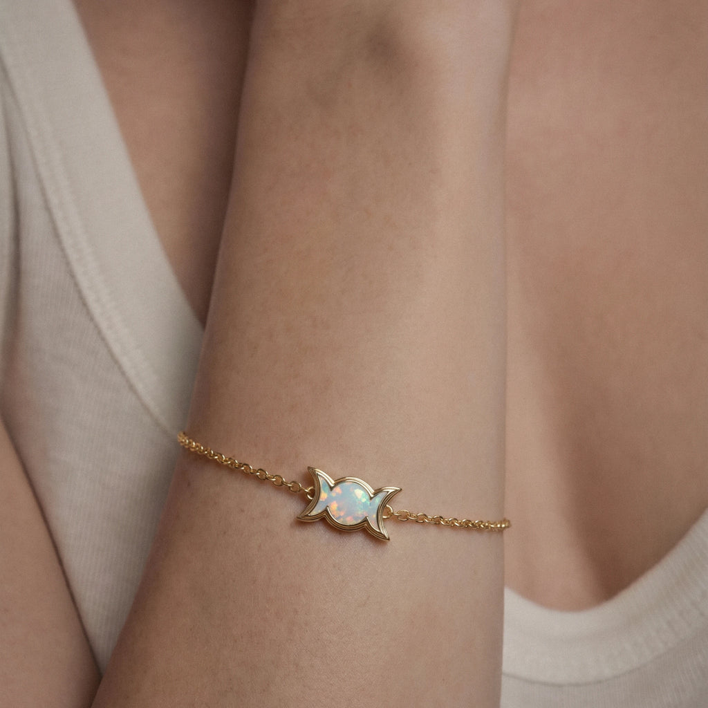 Awe Inspired Bracelets Opal Triple Moon Motif Bracelet