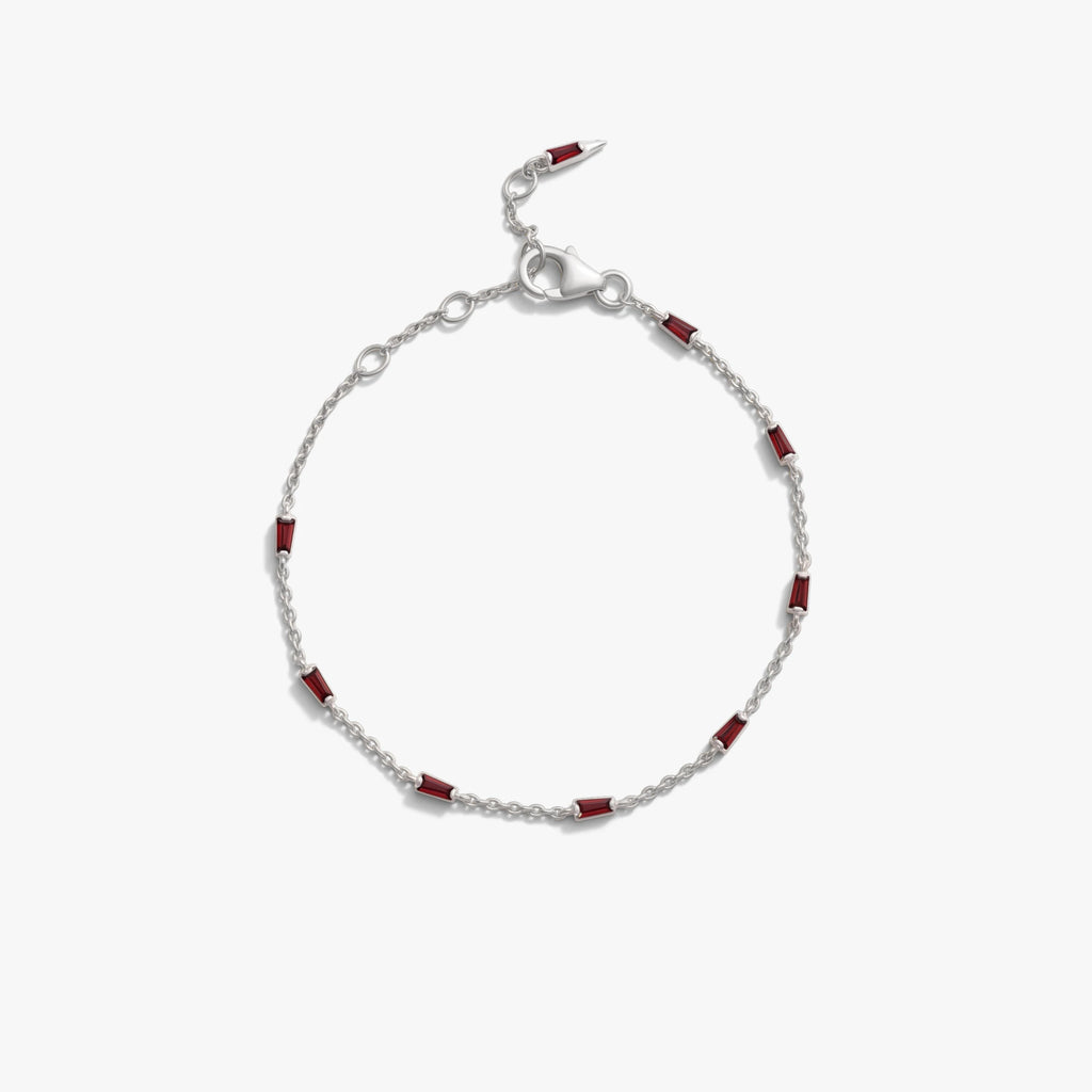 Awe Inspired Bracelets 925 Sterling Silver / Almandine Garnet Graduated Dagger Bracelet