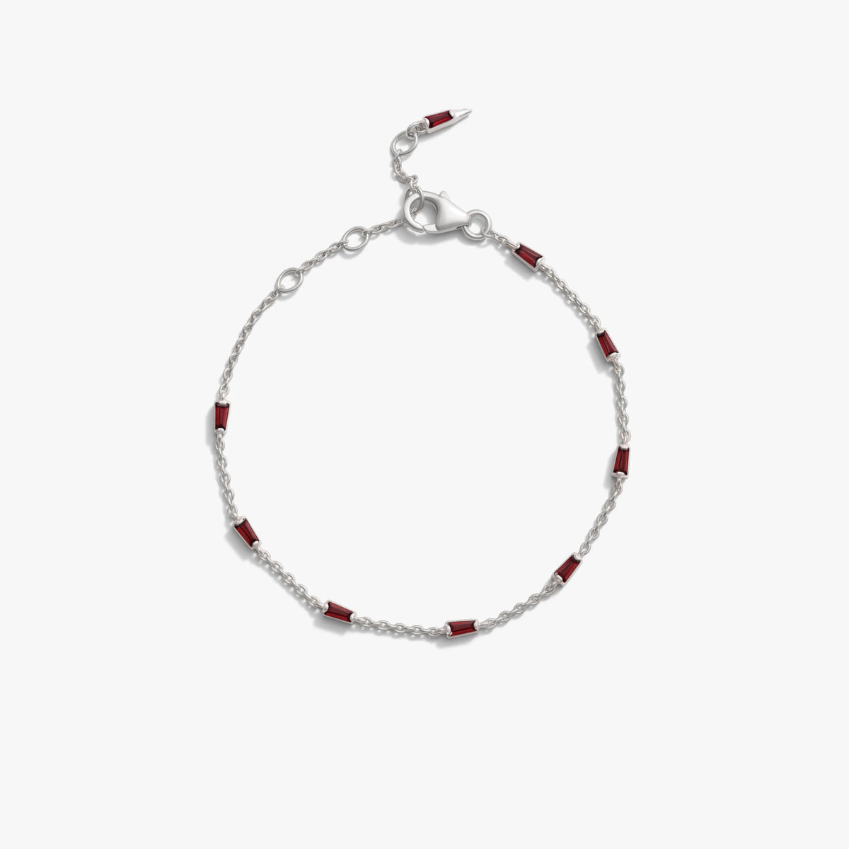 Awe Inspired Bracelets 925 Sterling Silver / Almandine Garnet Graduated Dagger Bracelet