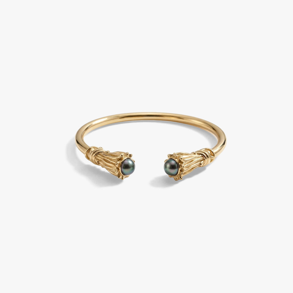 Awe Inspired Bracelets 14K Gold Vermeil / Medium/Large Thorned Cabochon Cuff