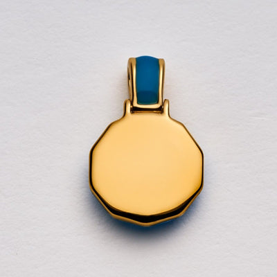 Back side of Blue Aura pendant  in gold vermeil