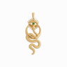 An Awe Inspired Crescent Snake Eye Amulet with an emerald stone.