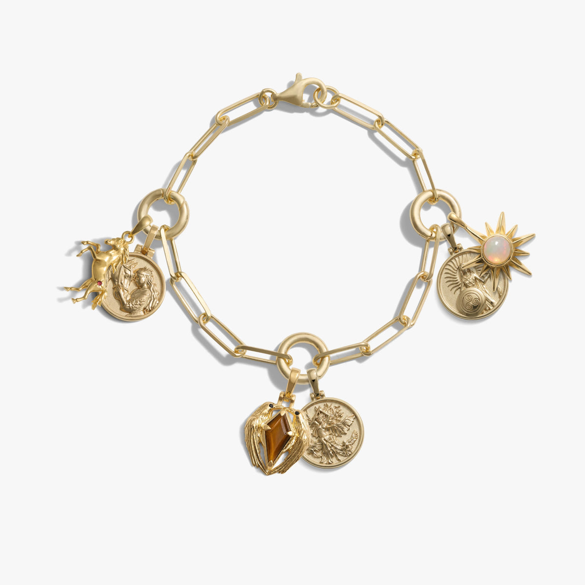 Awe Inspired Bracelets 14K Gold Vermeil / Celtic Lore Triple Charm Bracelet