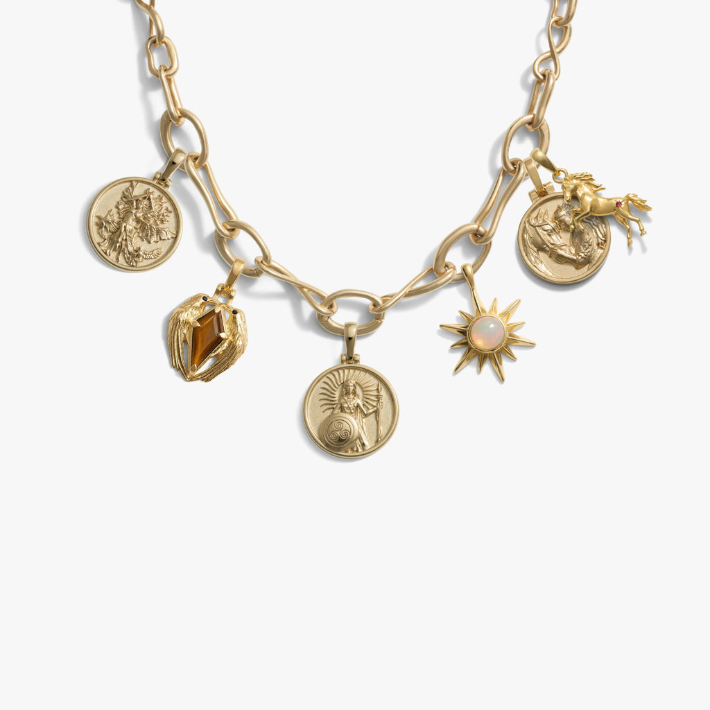 Awe Inspired Necklaces 14K Gold Vermeil / Celtic Lore Molten Charm Necklace Set