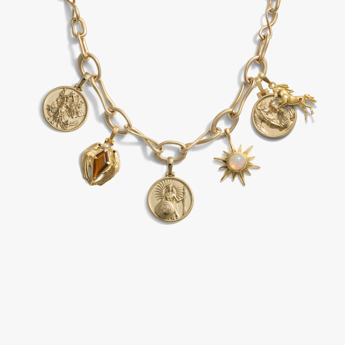 Awe Inspired Necklaces 14K Gold Vermeil / Celtic Lore Molten Charm Necklace Set
