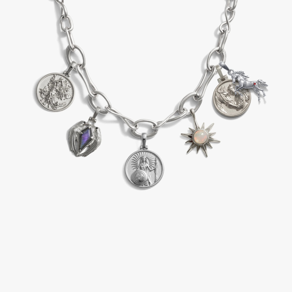 Awe Inspired Necklaces 925 Sterling Silver / Celtic Lore Molten Charm Necklace Set