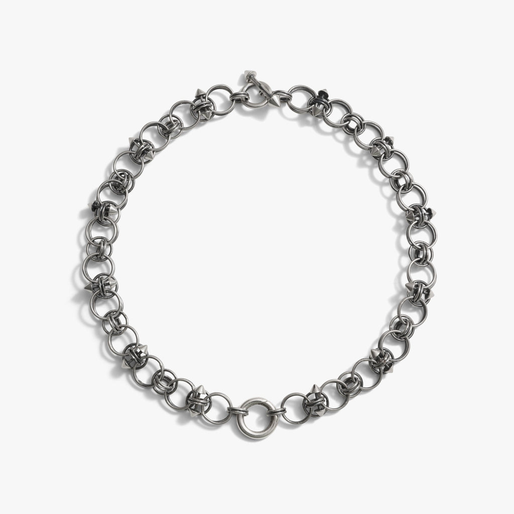 Awe Inspired Necklaces 925 Sterling Silver / Oxidized 925 Sterling Silver / 15" Chainmail Toggle Collar