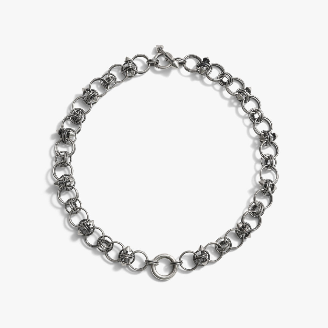 Awe Inspired Necklaces 925 Sterling Silver / Oxidized 925 Sterling Silver / 15" Chainmail Toggle Collar