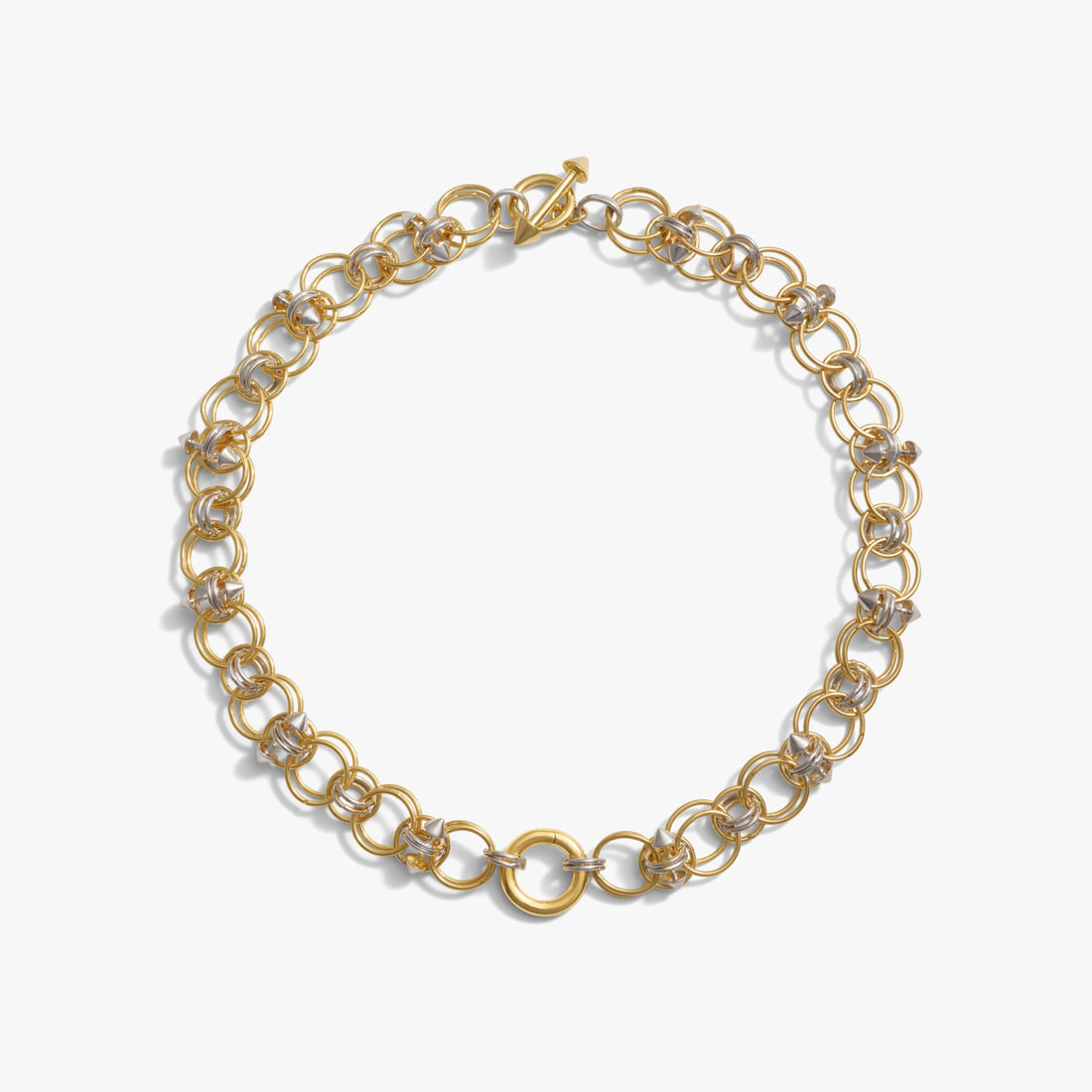 Awe Inspired Necklaces 14K Gold Vermeil / 925 Sterling Silver / 15" Chainmail Toggle Collar