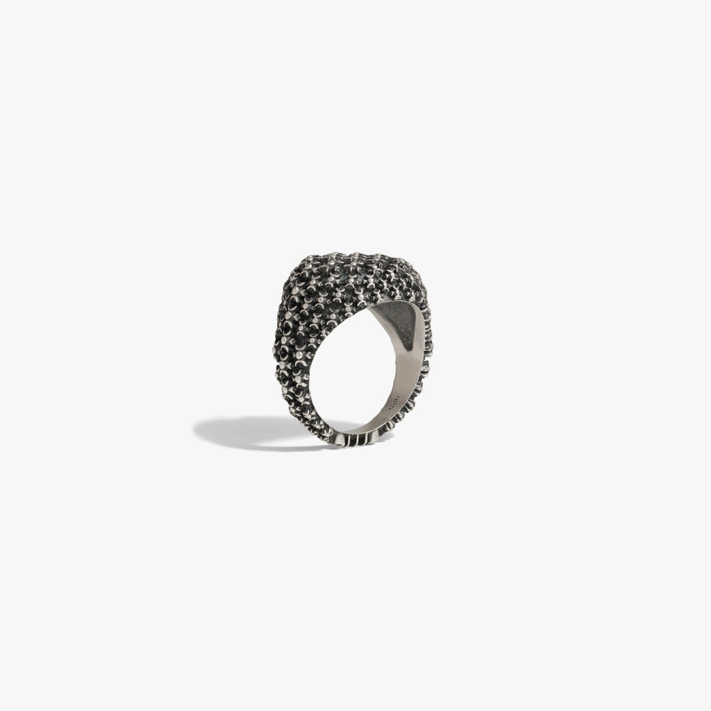 Awe Inspired Rings Oxidized 925 Sterling Silver / 6 Triple Moon Crest Statement Ring
