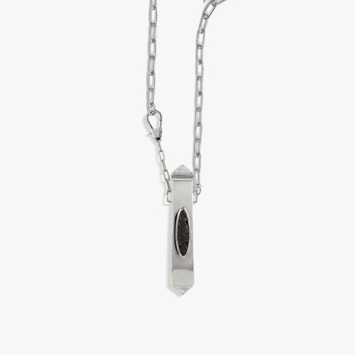 Awe Inspired Accessories Silver Plated Brass Ash & Smoke Volcanic Striker Vessel Cross Chain