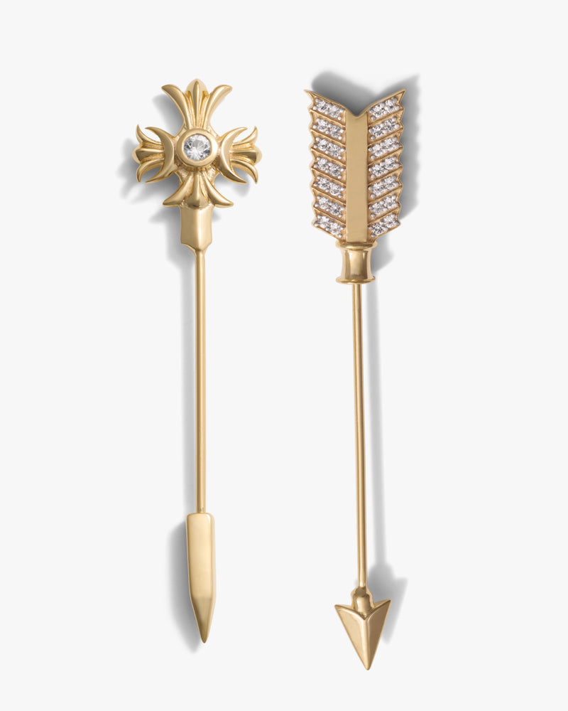 Awe Inspired Accessories 14K Gold Vermeil Weapon of Choice Brooch Set