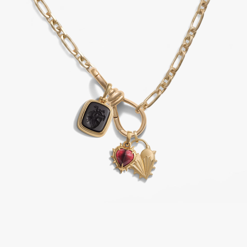 Awe Inspired Necklaces 14K Gold Vermeil / Dark Hearts Lover's Knot Charm Necklace
