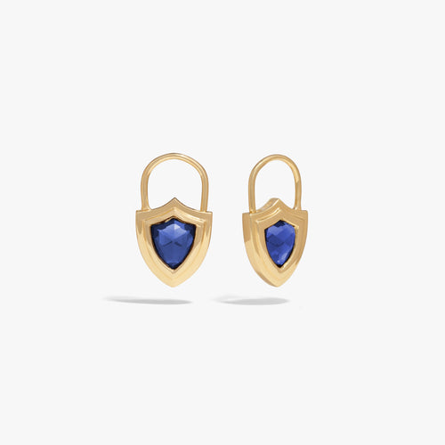Awe Inspired  Earrings Gemstone Shield Huggies