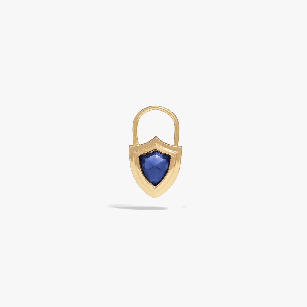 Awe Inspired Earrings 14K Gold Vermeil / Smokey Quartz Gemstone Shield Huggie