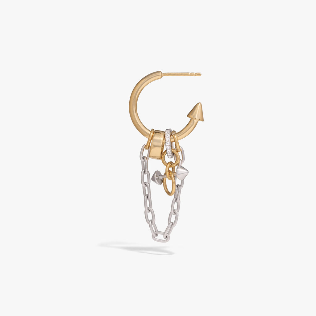 Awe Inspired Earrings 14K Gold Vermeil / Single Chainmail Dynamic Hoop