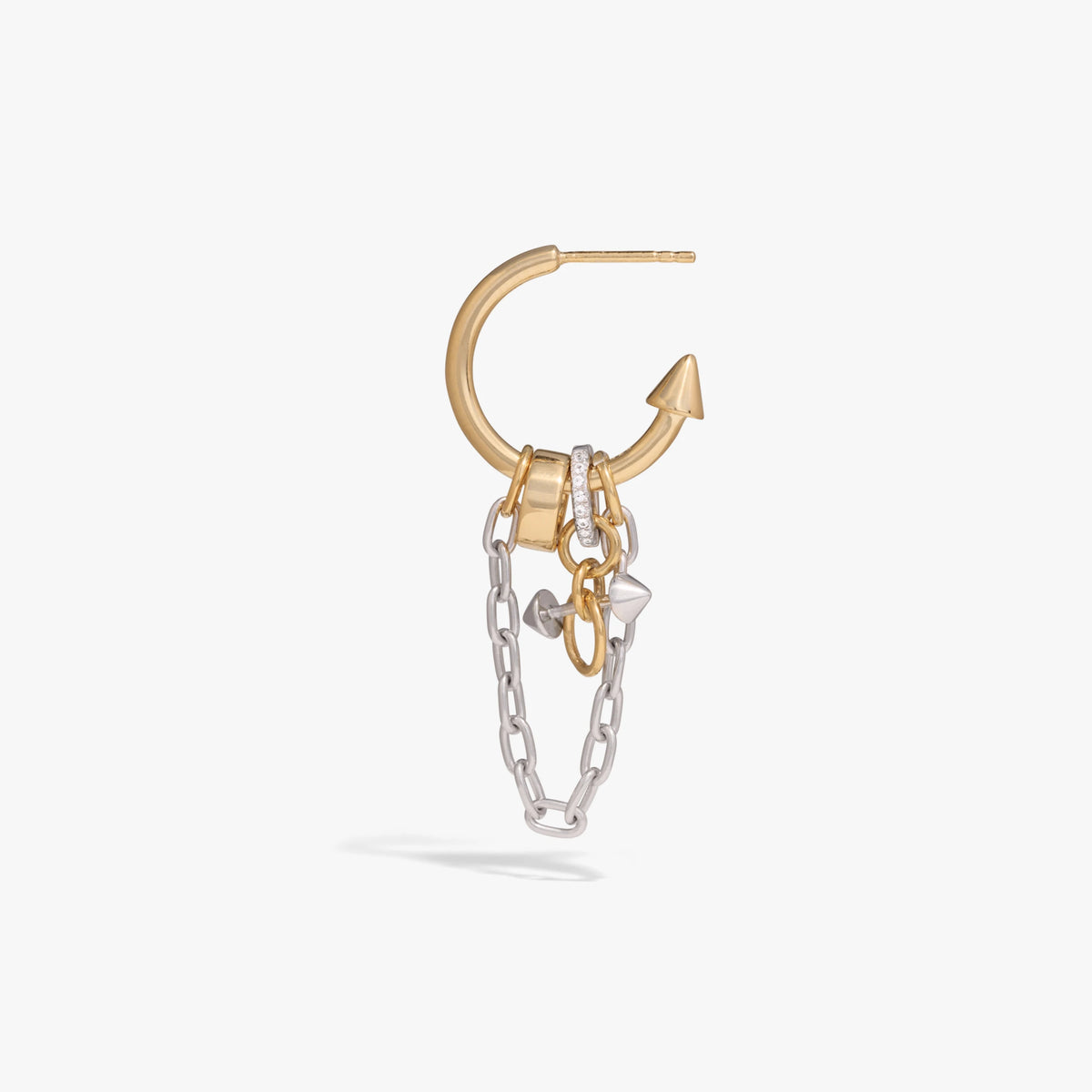 Awe Inspired Earrings 14K Gold Vermeil / Single Chainmail Dynamic Hoop