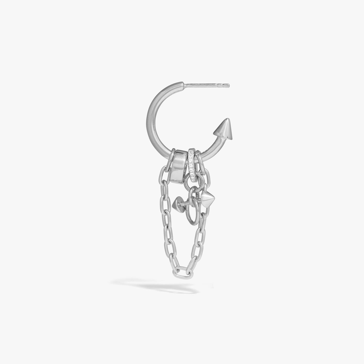 Awe Inspired Earrings 925 Sterling Silver / Single Chainmail Dynamic Hoop