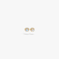 Awe Inspired Earrings 14K Gold Vermeil / Rainbow Moonstone / Pair Evil Eye Cabochon Studs
