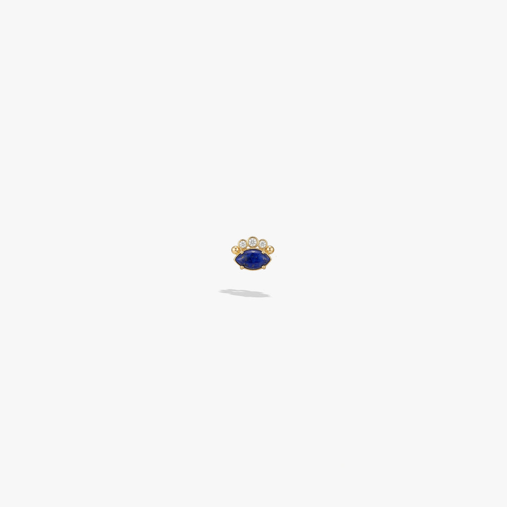 Awe Inspired Earrings 14K Gold Vermeil / Blue Lapis / Single Evil Eye Cabochon Studs