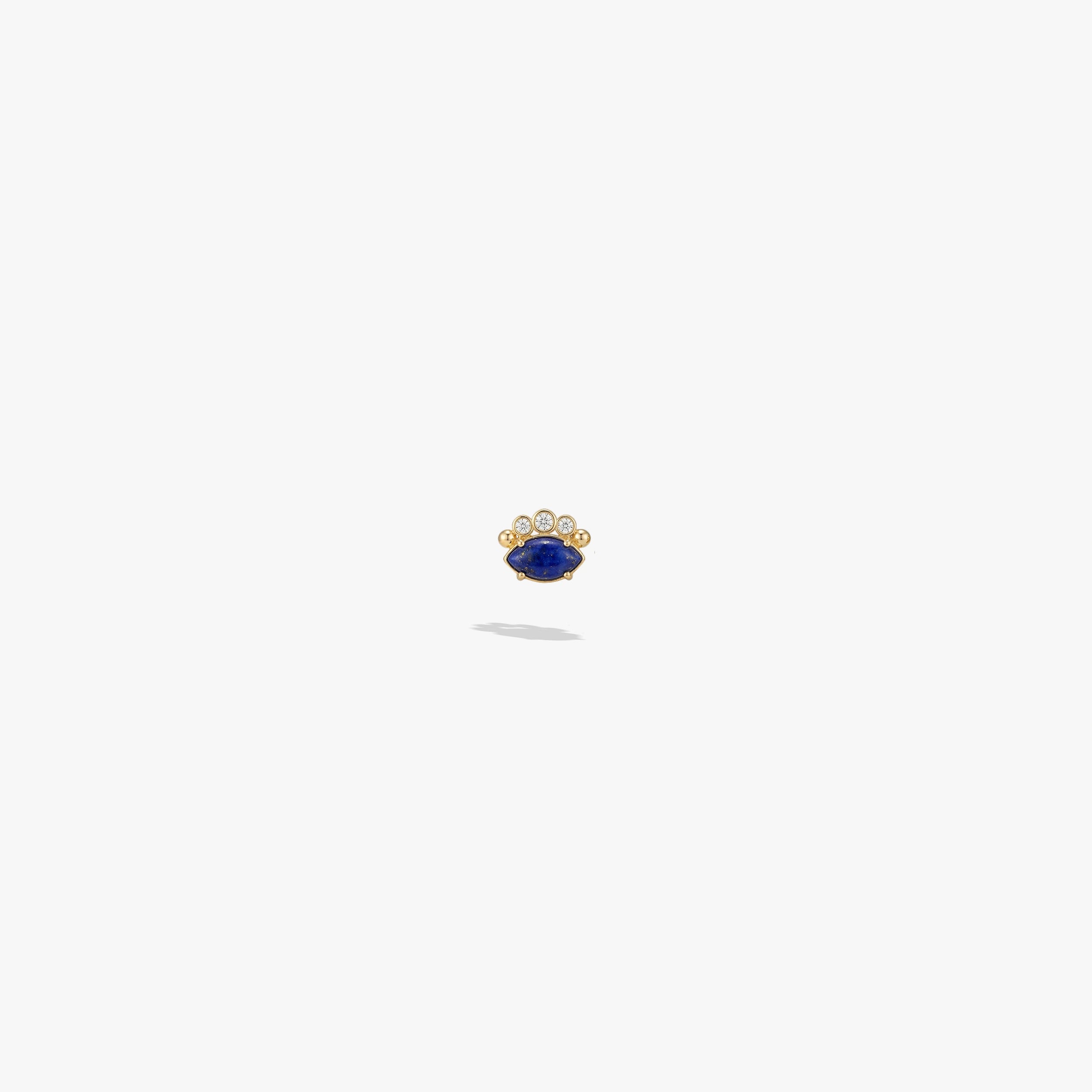 Awe Inspired Earrings 14K Gold Vermeil / Blue Lapis / Single Evil Eye Cabochon Studs