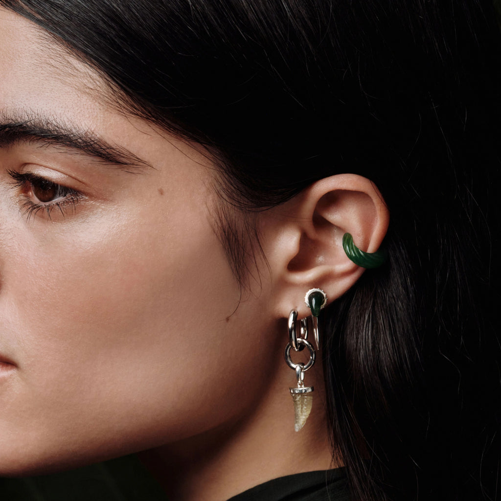 Awe Inspired Earrings Carved Gemstone Ear Cuff