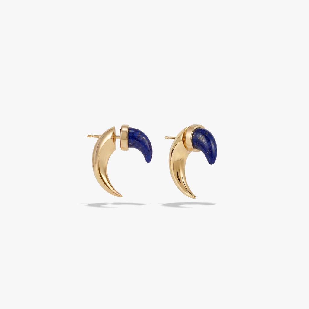 Awe Inspired Earrings 14K Gold Vermeil / Pair Gemstone Saber-Tooth Earrings