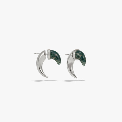 Awe Inspired Earrings 925 Sterling Silver / Pair Gemstone Saber-Tooth Earrings