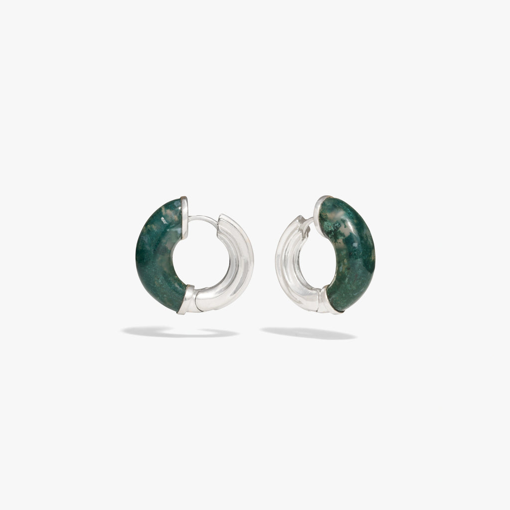 Awe Inspired  Earrings Star-Carved Gemstone Hoops