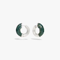 Awe Inspired  Earrings Star-Carved Gemstone Hoops