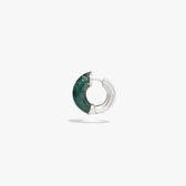 Awe Inspired Earrings 925 Sterling Silver / Moss Green Agate / Single Star Carved Hoop Earrings