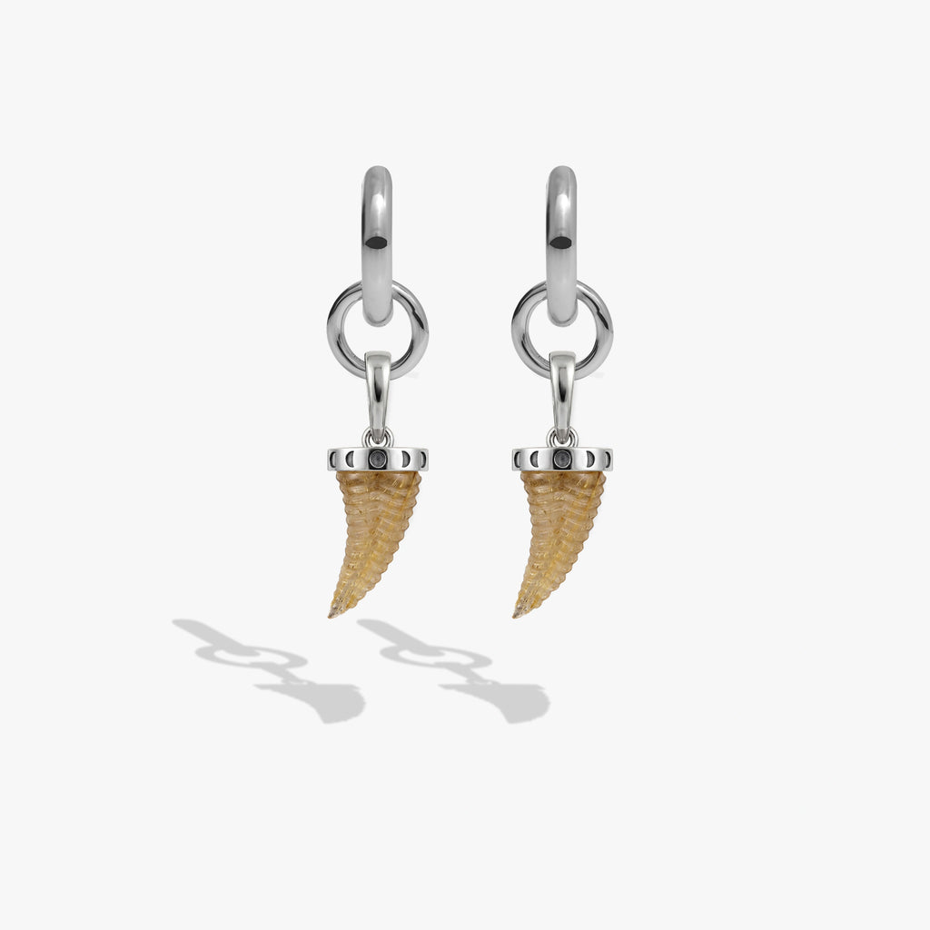 Awe Inspired Earrings 925 Sterling Silver / Pair Gemstone Saber-Tooth Collector Earrings