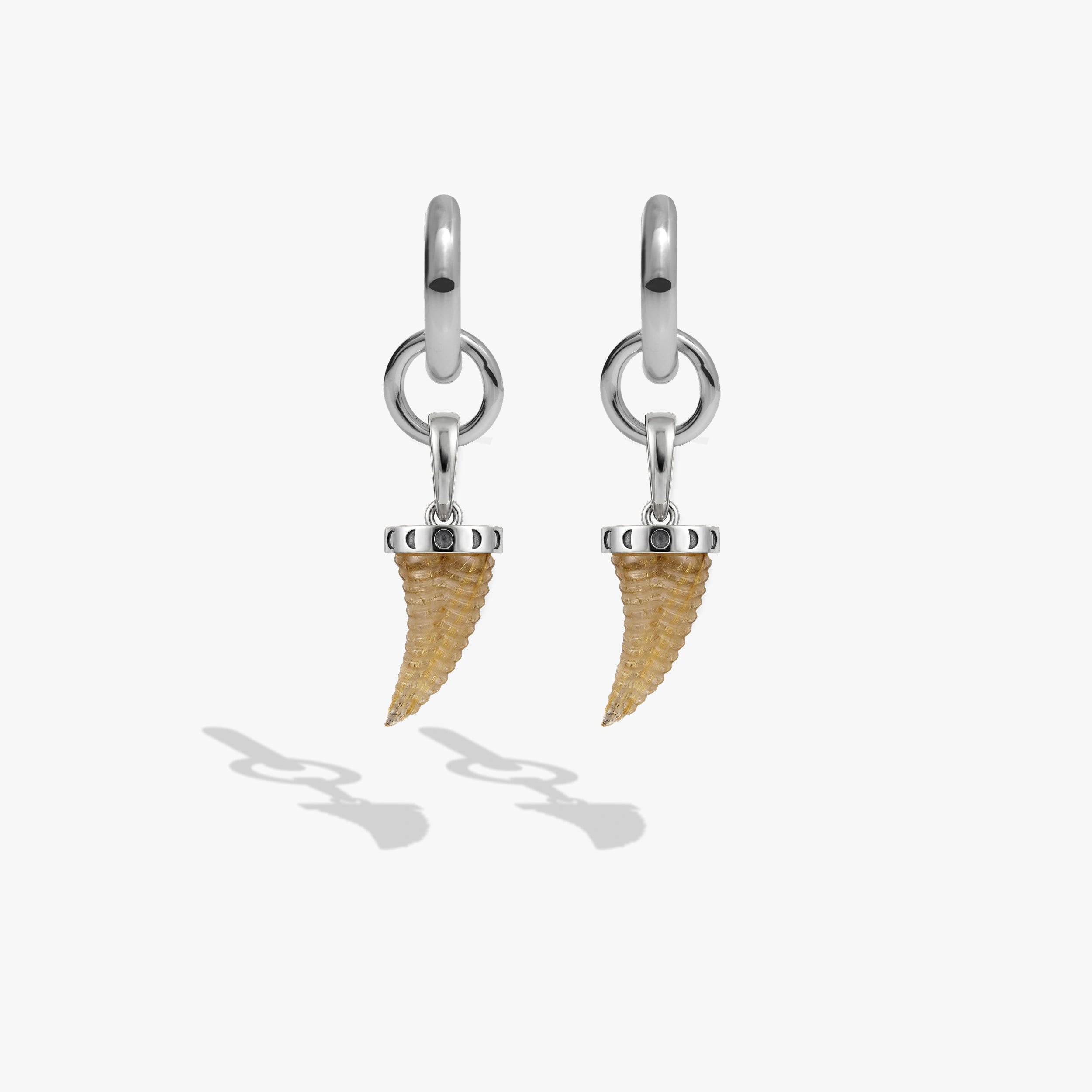 Awe Inspired Earrings 925 Sterling Silver / Pair Gemstone Saber-Tooth Collector Earrings