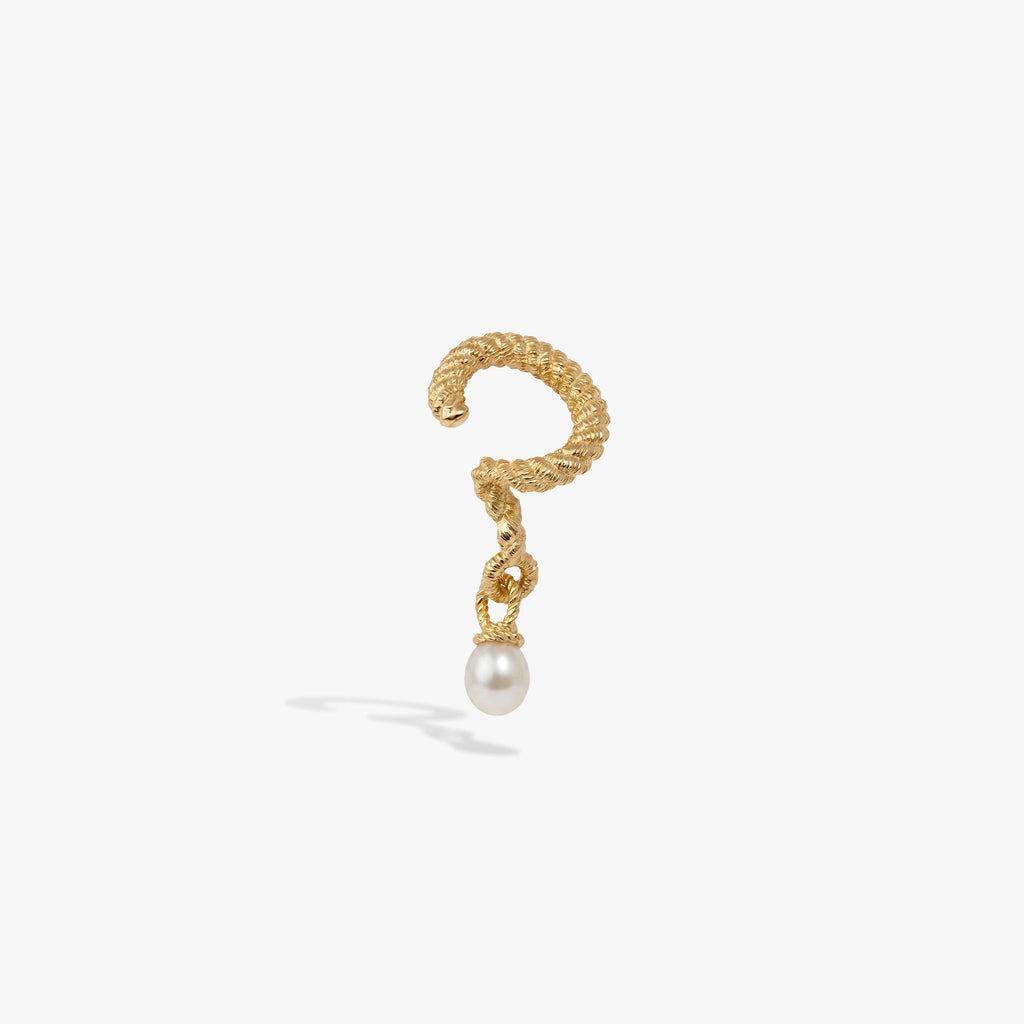 Awe Inspired Earring 14K Gold Vermeil Adorned Pearl Ear Cuff