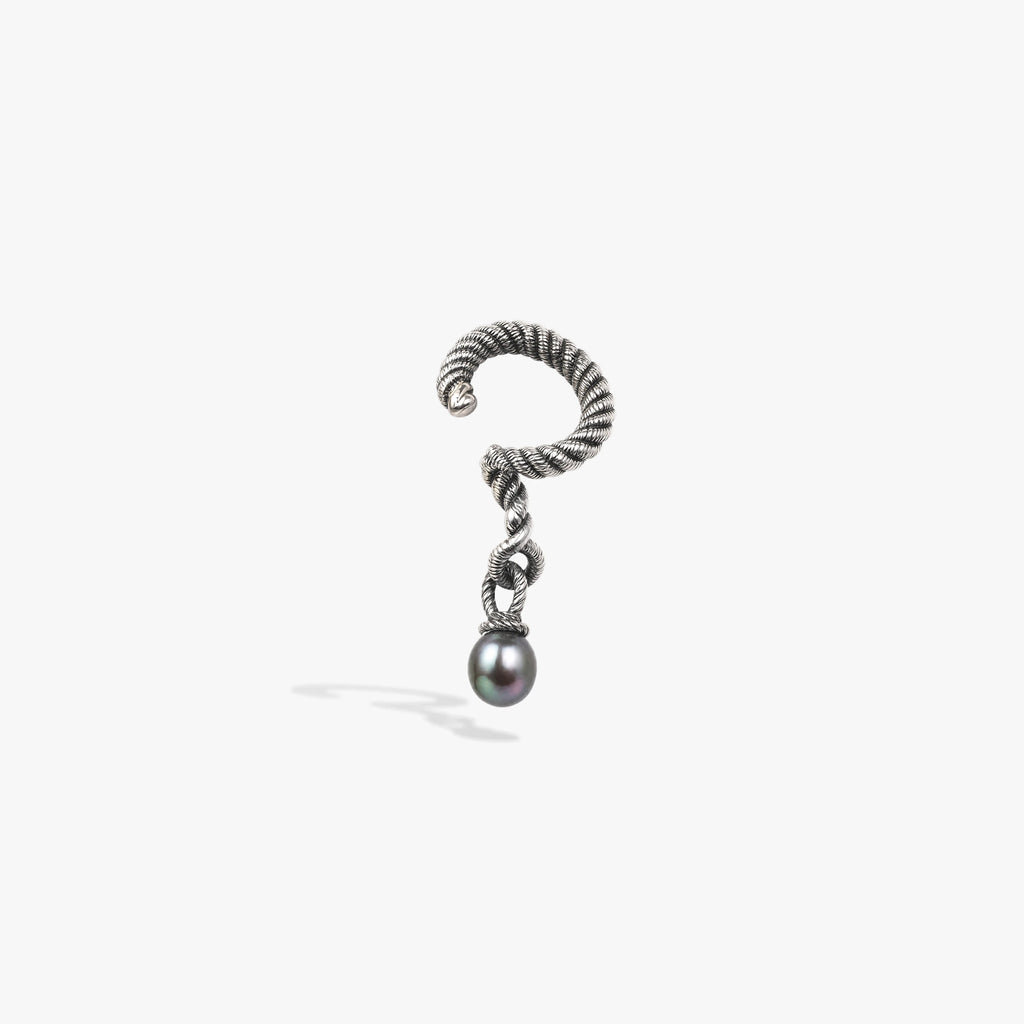 Awe Inspired Earring 925 Sterling Silver Adorned Pearl Ear Cuff