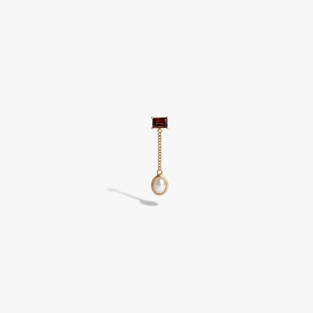 Awe Inspired Earrings 14K Gold Vermeil / Single Long Molten Pearl Asymmetrical Earrings
