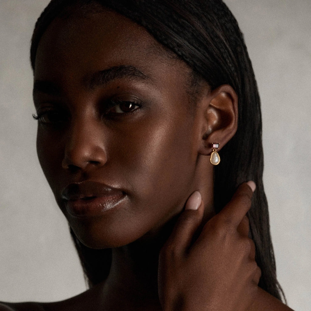 Awe Inspired Earrings Molten Pearl Asymmetrical Earrings